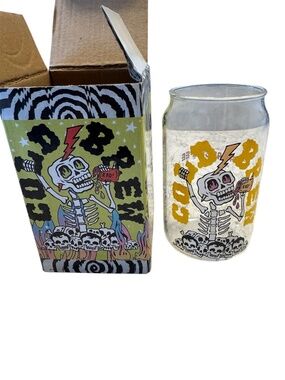NIB Featuring brand for Rad Coffee cold brew.- cartoon skeleton illustration